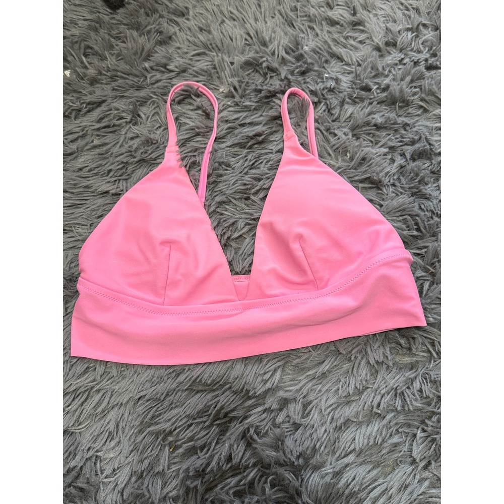 Aerie Triangle Bikini Top Womens Small Pink Barbiecore Adjustable Wide Band